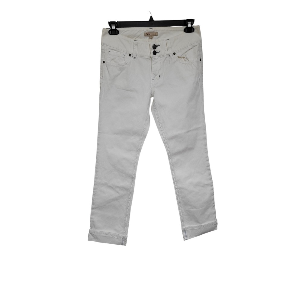 Cabi Jeans White Denim Straight Leg Pants Double Button Style  Womens Size 6